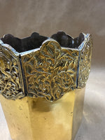 (A) Heavy Ornate Footed Brass Planter