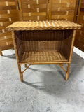 Lightweight Wicker Side Table with Shelf