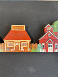 Hand Painted Country Village Wooden Over the Door Decor
