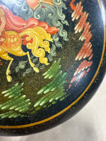Round Palekh Russian Lacquer Trinket Box