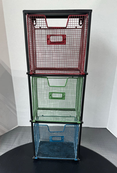 Metal Wire 3-Slot Hanging Storage Rack with Tilting Baskets