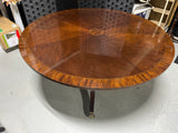 Henredon Round Dining Table with Brass Clawfeet and Inlay; On Casters/NO CHAIRS ***HEAVY ITEM***READ DETAILS ON PICK UP POLICY***