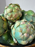 Oriental Accent Vintage Lattice Pedestal Bowl with Artificial Artichokes