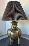 Lightweight Hammered 3-Way Metal Vase Lamp with Tassel Accent (WORKS)