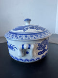Blue & White Chinoiserie Chinese Dragon Covered Casserole