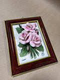 Italian Sabadin Capodimonte Porcelain Pink Roses 3D Wall Plaque