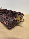 Rectangle Wicker Basket With Brass Swans