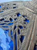 Art Nouveau Edward Miller Antique Brass & Blue Slag Glass Lamp Shade