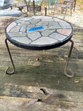 Low Mosaic Top Plant Stand w/Metal Legs