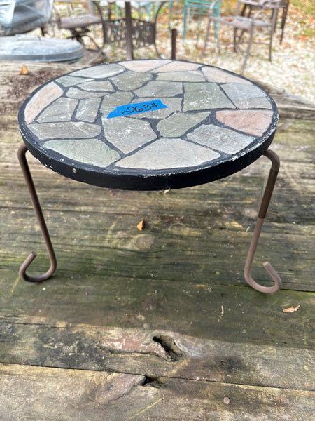 Low Mosaic Top Plant Stand w/Metal Legs