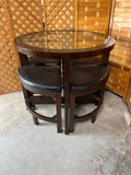 Round Glass Top Table with (4) Stools