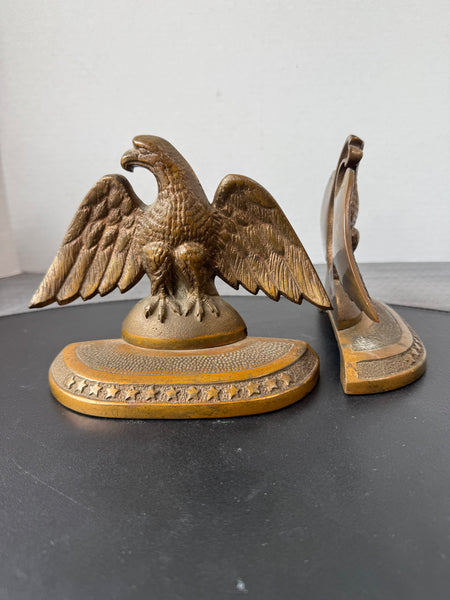 Pair of Antique James Graham 13 Star Solid Bronze Eagle Bookends