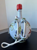 Faenza Italian Majolica Garofano Carnation Large Vintage Pottery Wine Flask