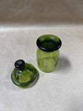 Hand Blown Green Glass Sugar Bowl