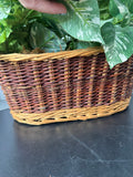 Faux Assorted Greenery in Woven Basket Planter