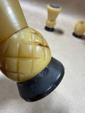 1920s Scottish Thistle Horn 3 Piece Cruet Set