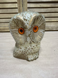 Cream Gold Owl With Orange Eyes Candle / Unused (C)