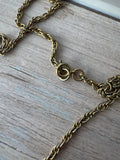 Long Vintage Gold Tone Heart Locket Necklace with Filigree Accents