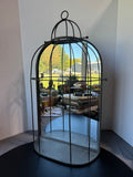 Metal Birdcage Style Decorative Wall Mirror & Shelf