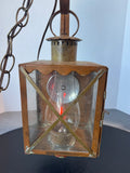 Copper & Brass Vintage Electric Lantern with Flickering Bulb (WORKS)