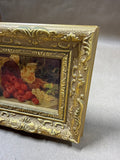 Gold Ornate Framed Raspberries And Bee Still Life Miniature Print (A)