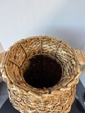 Large Boho Water Hyacinth & Rattan Floor Vase