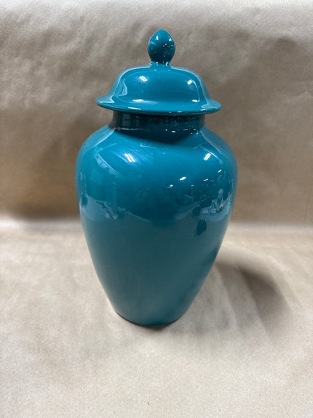 Modern Teal Haeger Urn Vase