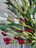 Red, White & Blue Faux Floral Spray Wreath
