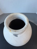 Rustic Distressed White Painted Terra Cotta Olive Jar or Vase