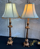 Pair of Berman Distressed Baroque Style Buffet Lamps (WORKS)