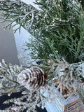 Faux Frosted Fir Tree in Distressed Wooden Planter