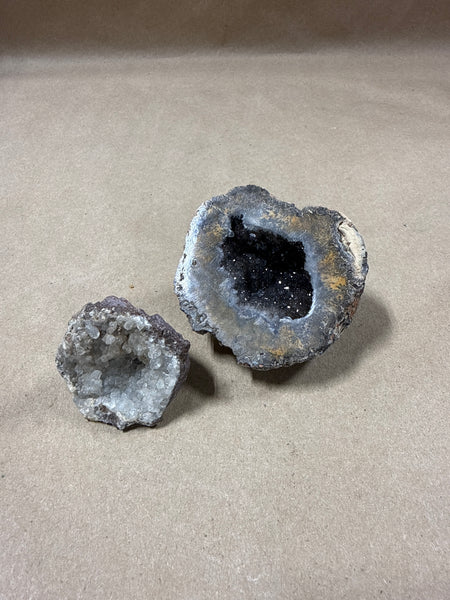 Pair Of Quartz Crystal Geode Specimens