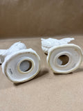 Pair Of White Ceramic Roosters