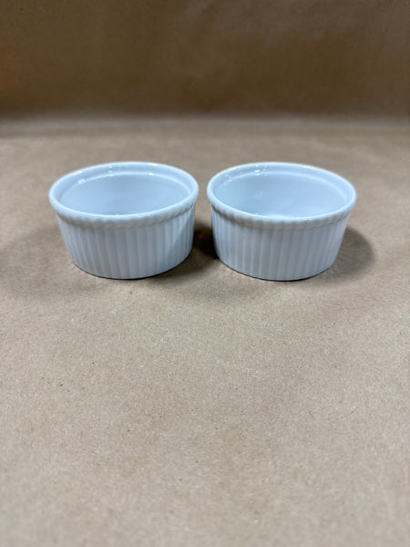 Pair Of Alpico France White Ribbed Ramekins
