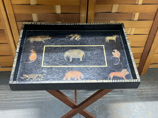 Tray Table with Glass, Folding Luggage Rack Style Base – Williamsburg ...