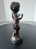 Signed Auguste Moreau Le Petit Violoniste Bronze Sculpture on Marble Base AS IS (READ DESCRIPTION CAREFULLY)