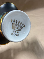Black Matte Rose Porcelain Basket — 24k Gold