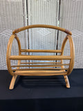 Large Round Vintage Bamboo Magazine Rack