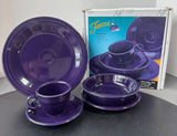 (F) Homer Laughlin Fiestaware 5-Piece Plum Place Setting in Box