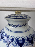 Botanical Blue & White Chinoiserie Ceramic Urn Lamp (WORKS)