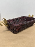 Rectangle Wicker Basket With Brass Swans