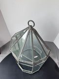 Hexagonal Vintage Glass & Metal Victorian-Style Wardian Case