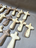 Hand Carved Comfort Cross Made From Natural Olive Wood - 20 Pieces