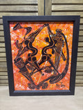 Canvas Painting of Dancers / Instruments - Signed; Man Lema