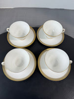 (C) 8- Piece Royal Doulton England Clarendon Fine Bone China Pedestal Teacups & Saucers Set