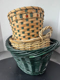Trio of Green & Natural Woven Baskets