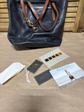 FOUNT Classic Black And Brown Bellfield Leather Shoulder Bag With Dust Bag And Care Instructions (B)