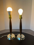 Pair of Vintage Lightweight MCM Teak Wood Sculptural Lamps (WORKS)