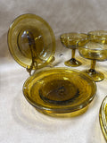 10 Piece Amber Blown Glass Desert Plates And Wine Glasses