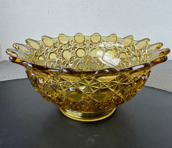 Amber Glass Vintage Scallop Edged Bowl